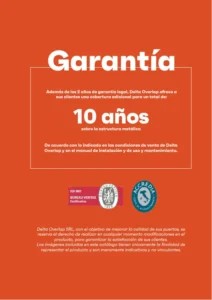 Garantía de 10 años sobre la estructura metálica en puertas Delta Overlap